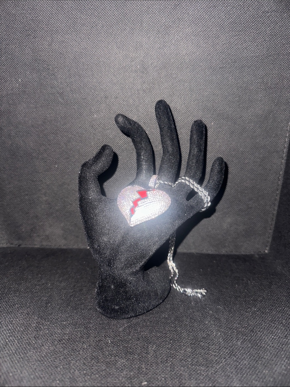 Silver Heart Pendant Necklace with Red Accent - Unbranded